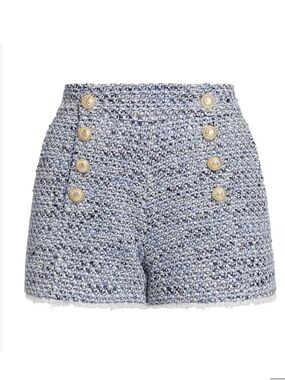 Generation Love High Waist Lizzy Tweed Shorts Blue Melange - Size 4
